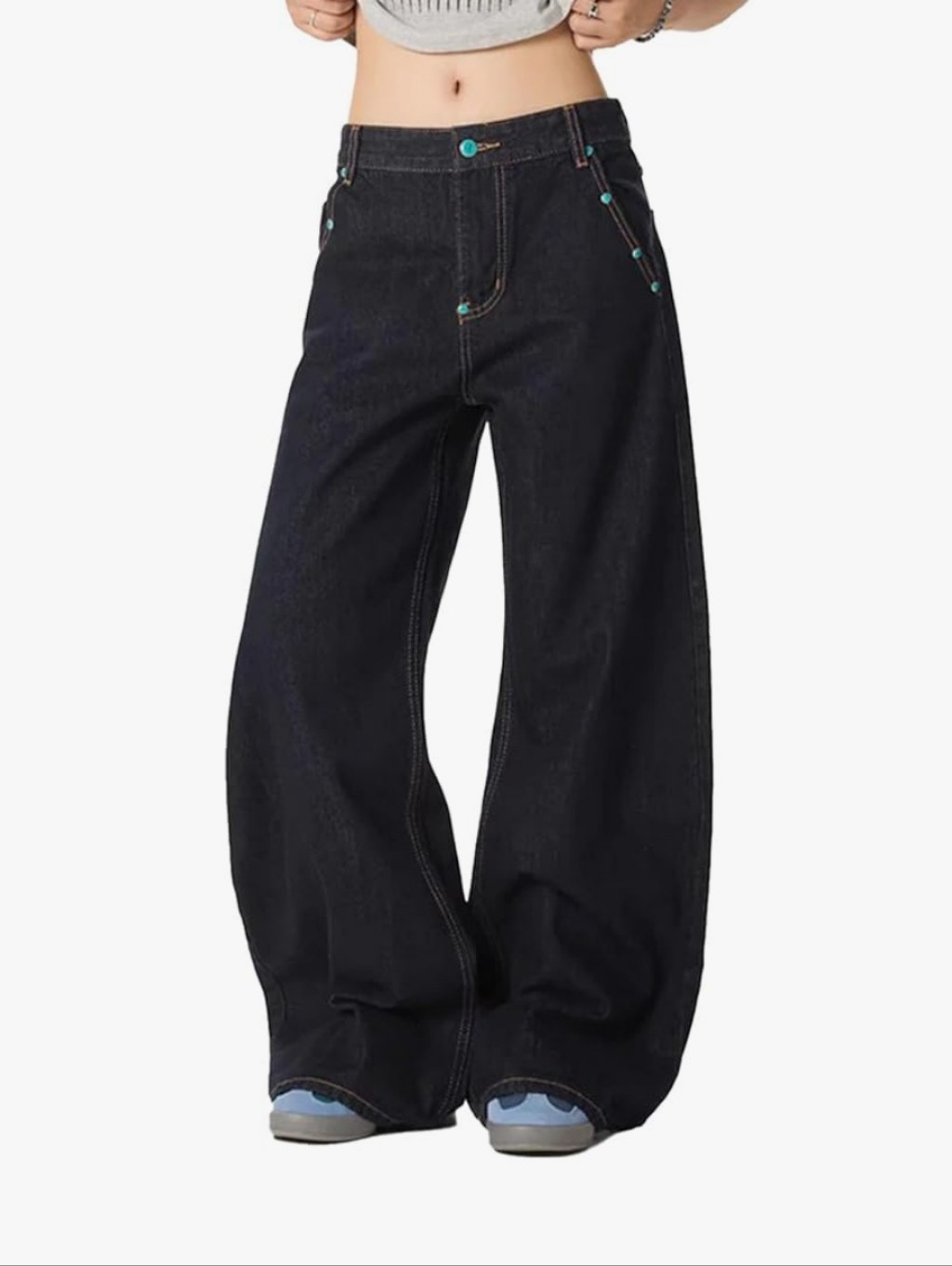 Aelfric Eden Baggy Jeans Vintage Rivet Barrel High Waisted Wide Leg Y2k Nwt 29